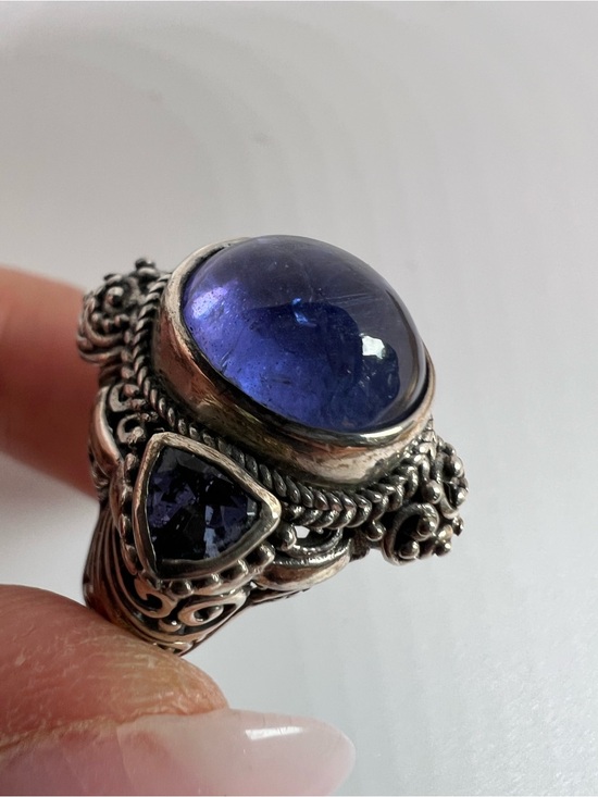 Sarda Jewelry - SARDA Tanzanite and Sterling silver Bali ring Size 7.5 11.6g